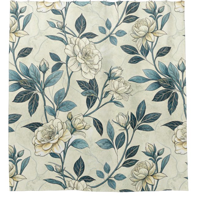 Vintage Blue Floral Botanical Pattern (6) (Front)