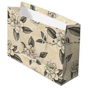 Vintage Blue Floral Botanical Pattern (7) Large Gift Bag