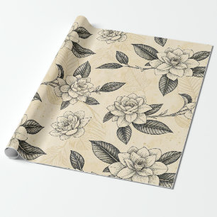 Vintage Blue Floral Botanical Pattern (7) Wrapping Paper