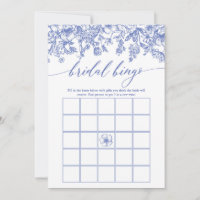 Vintage Blue Floral Bridal Shower Bingo Game