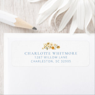 Vintage Blue Floral Cluster Return Address Label