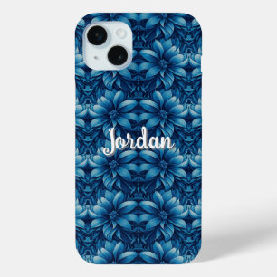 Vintage Blue Floral Daisy Pattern iPhone 15 Mini Case