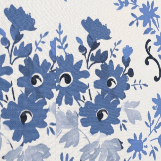 Vintage Blue Floral Damask Wallpaper (Seam)