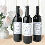 Vintage Blue Floral Frame Elegant Wedding Wine Label<br><div class="desc">This beautiful wedding wine label features a hand-drawn floral frame and vintage inspired typography in the perfect shade of blue. The look is timeless and elegant,  like a classic storybook! See the collection for more items... </div>