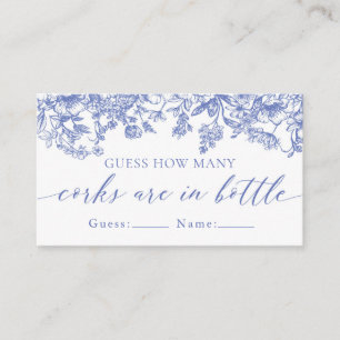 Vintage Blue Floral Guess How Many Corks Game Enclosure Card