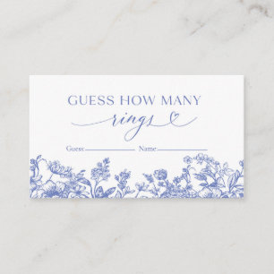 Vintage Blue Floral Guess How Many Rings Game Card
