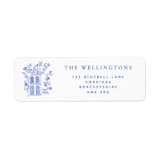 Vintage Blue Floral House Return Address