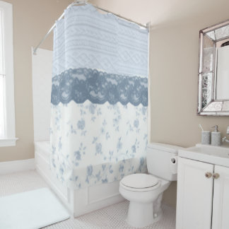 Vintage Blue Floral Lace Elegant Bathroom Decor