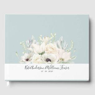 Vintage Blue Floral Mariage Livre d'hôtes