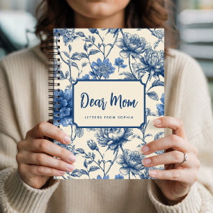 Vintage Blue Floral Mother’s Day   Cusotm Dear Mom Notebook
