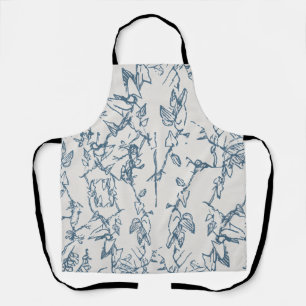 Vintage Blue Floral Pattern All-Over Print Apron
