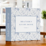 Vintage Blue Floral Personalized Recipe Binder<br><div class="desc">Vintage Blue Floral Personalized Recipe Binder</div>
