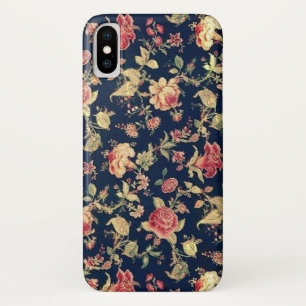 Vintage Blue Floral Rose Case-Mate iPhone Case