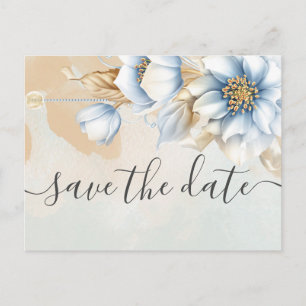 Vintage Blue floral Save the Date Announcement Pos Postcard