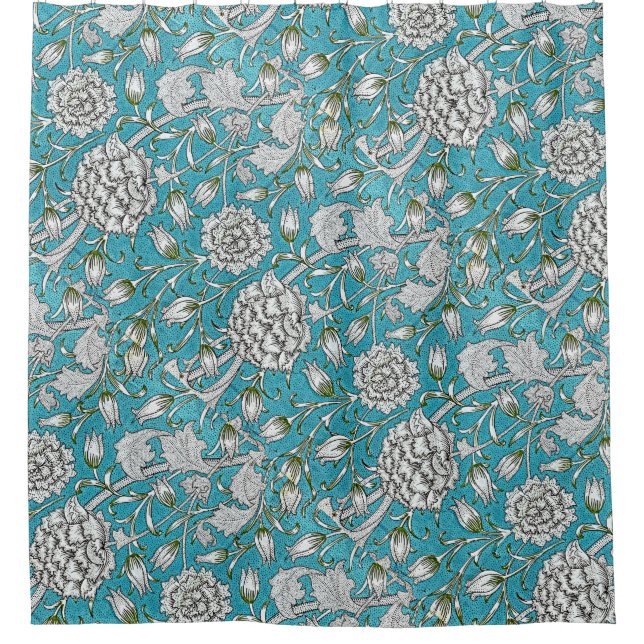 Vintage Blue Floral Silver Foliage Flowers (Front)