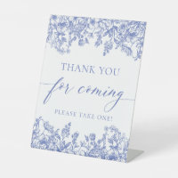 Vintage Blue Floral Thank You For Coming Sign