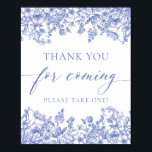 Vintage Blue Floral Thank You For Coming Sign<br><div class="desc">The Vintage Blue Floral Thank You For Coming Sign is a delightful expression of gratitude and a charming way to appreciate the presence of your guests. With its vintage-inspired design and delicate blue floral details, this sign adds a touch of elegance to your event decor. Place this sign in a...</div>