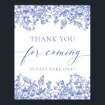 Vintage Blue Floral Thank You For Coming Sign<br><div class="desc">The Vintage Blue Floral Thank You For Coming Sign is a delightful expression of gratitude and a charming way to appreciate the presence of your guests. With its vintage-inspired design and delicate blue floral details, this sign adds a touch of elegance to your event decor. Place this sign in a...</div>