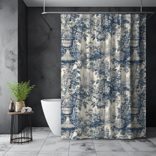 Vintage Blue Floral Toile de Jouy