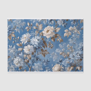 Vintage Blue Floral toile de jouy Tissue Paper