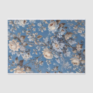 Vintage Blue Floral toile de jouy Tissue Paper