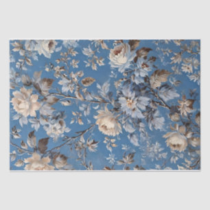 Vintage Blue Floral toile de jouy Tissue Paper