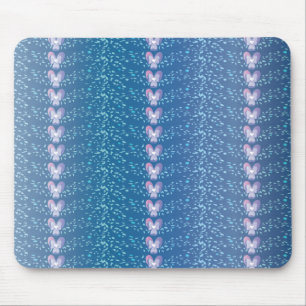 Vintage Blue Floral Violets wallpaper pattern Mouse Pad