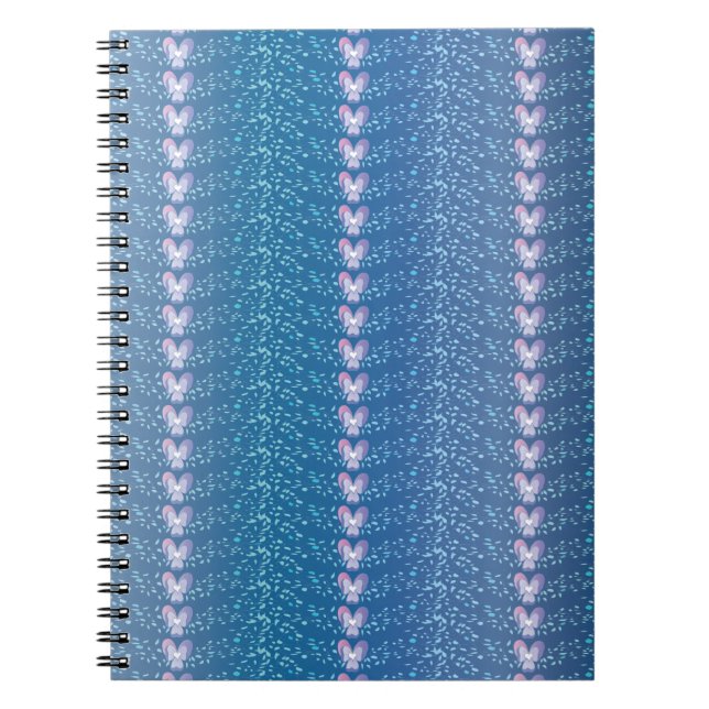 Vintage Blue Floral Violets wallpaper pattern Notebook (Front)