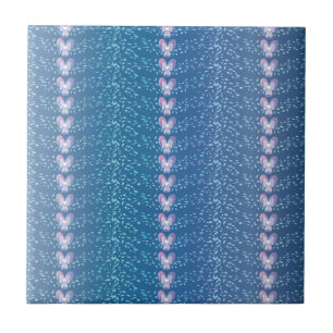 Vintage Blue Floral Violets wallpaper pattern Tile