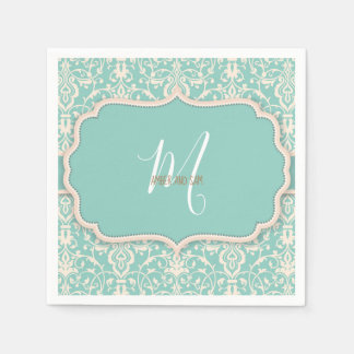 Vintage Blue Floral Watercolor Pattern Napkin