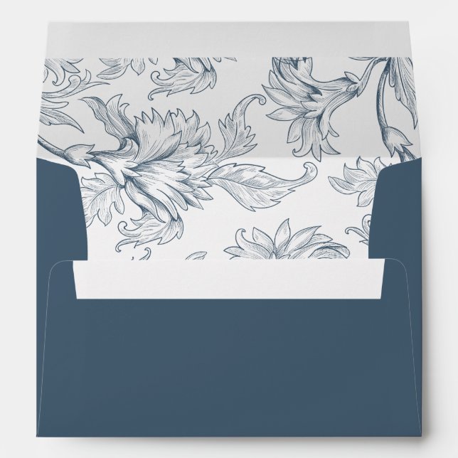 Vintage Blue Floral Wedding Envelope (Back (Bottom))