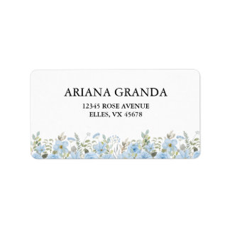 Vintage Blue Floral Wedding Return Address Label