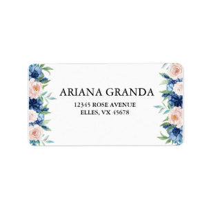 Vintage Blue Floral Wedding Return Address Label