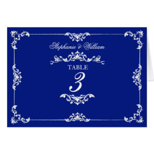 Vintage Blue Floral Wedding Table Number
