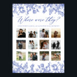 Vintage Blue Floral Where Were They Bridal Shower Poster<br><div class="desc">The "Vintage Blue Floral Bridal Shower Welcome Sign" is a charming and nostalgic sign designed to welcome guests to a bridal shower with a vintage theme. The title suggests a classic and elegant design featuring blue floral motifs, adding a touch of sophistication and romance to the sign. This sign is...</div>