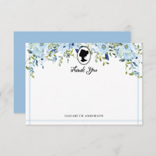 Vintage Blue Florals Bridgerton Bridal Shower Thank You Card