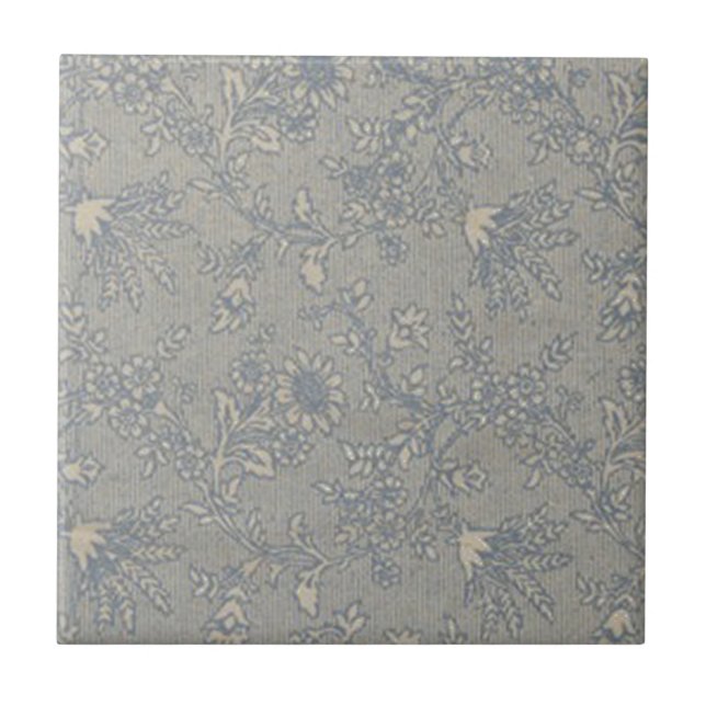 Vintage Blue Flower Pattern Tile (Front)