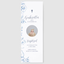 Vintage Blue Flowers Baptism Photo