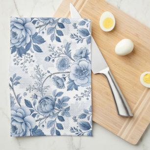 vintage blue flowers kitchen towel