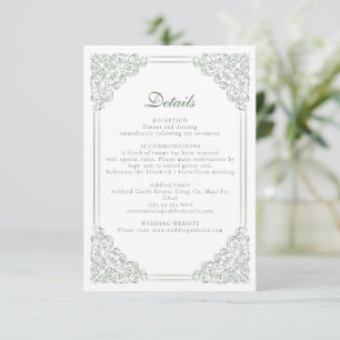 Vintage Blue Frame Elegant Wedding Details  Enclosure Card