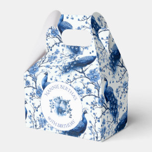 Vintage Blue French Chinoiserie Peacock Floral Favor Box