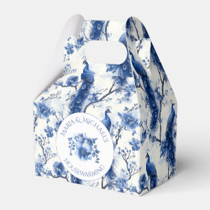 Vintage Blue French Chinoiserie Peacock Wedding Favor Box