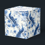 Vintage Blue French Chinoiserie Watercolor Peacock Favor Box<br><div class="desc">This vintage-inspired blue French chinoiserie favour box features a detailed watercolor peacock, perfect for weddings and special events. The elegant design allows space for the couple's names, wedding date, and a personal message, making it a stylish addition to your wedding favour collection. If you need assistance with customizing this item,...</div>