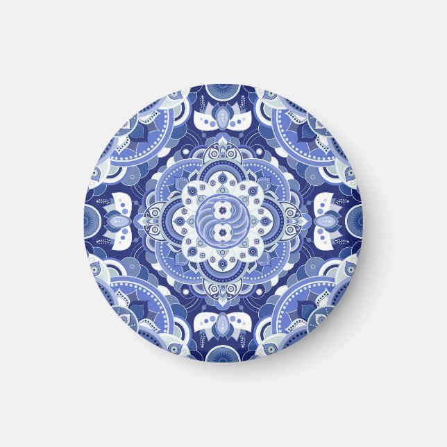 Vintage blue geometric, Indian ornament. Magnet (Front)