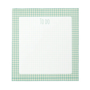 Vintage blue gingham chequered pattern notepad