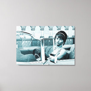 Vintage Blue Glamour Woman Portrait Art Canvas Print