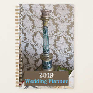 Vintage blue glass candleholder planner