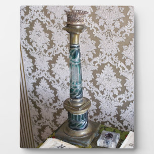 Vintage blue glass candleholder plaque