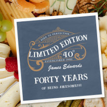 Vintage Blue Gold Men's Whiskey 40th Birthday