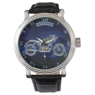 Vintage Blue Golden Sparkling Chrome Chopper Watch
